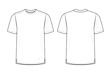 White Round neck t-shirt templates design front and back view  vector illustration