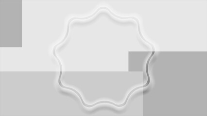 Grey white minimal abstract background with glossy wavy circle
