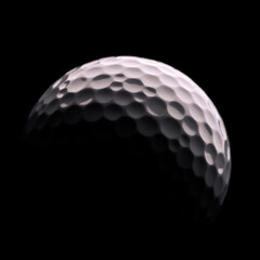 Close-up on a golf ball on a dark background and shadow