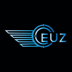 EUZ logo, letter logo. EUZ blue image on black background. EUZ technology Monogram logo design for entrepreneur best business icon.

