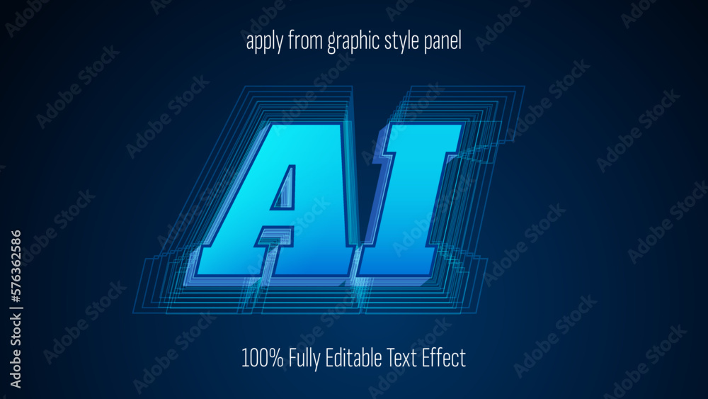 Poster ai, artificial intelligence, machine learning text effect, editable text effect vector.