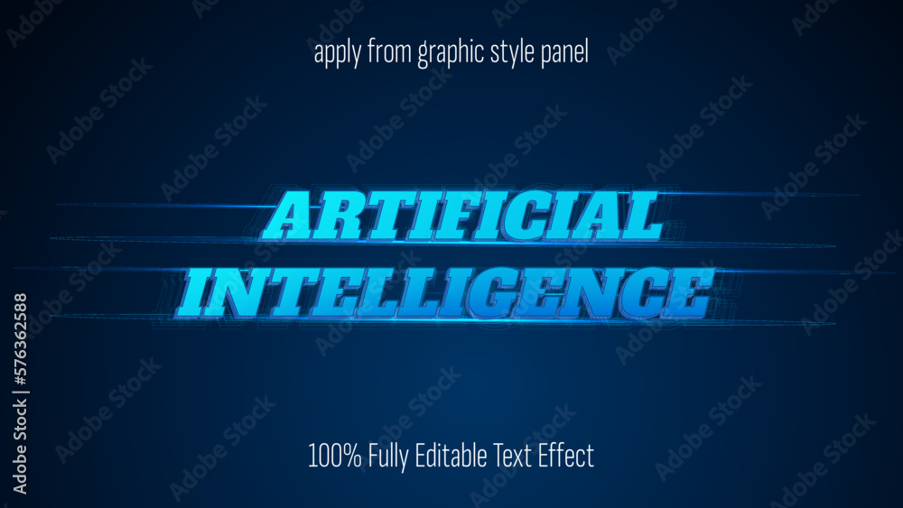 Poster ai, artificial intelligence, machine learning text effect, editable text effect vector.