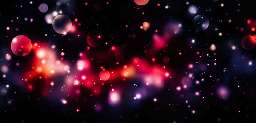 Space background with night colorful sparkle rays glitter lights and bokeh elegant lens flare abstract background.