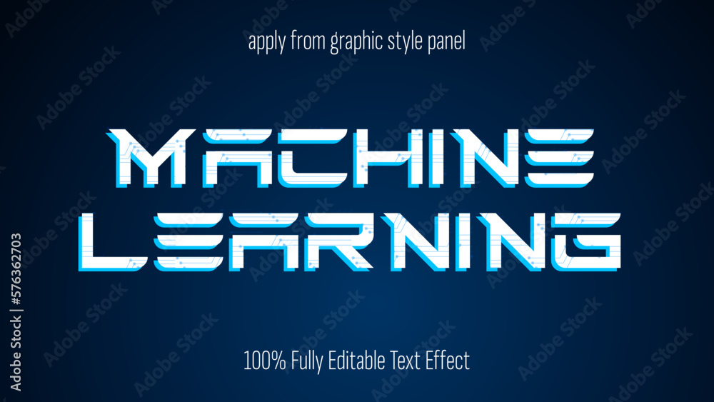 Poster ai, artificial intelligence, machine learning text effect, editable text effect vector.