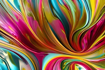 Obraz premium Abstract spring tulips. Luxurious fluid fluid art flowers. Generative AI