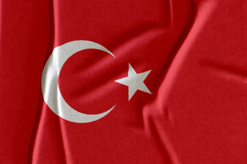 3D render turkey national fabric flag