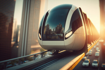 Take A Ride in the Future with a Sleek, Futuristic Personal Rapid Transit Pod AI Generative