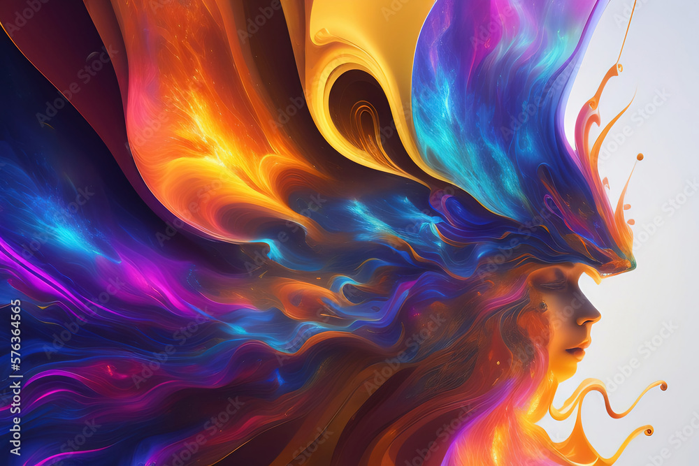 Wall mural generative ai: abstract background with wave and bright colors