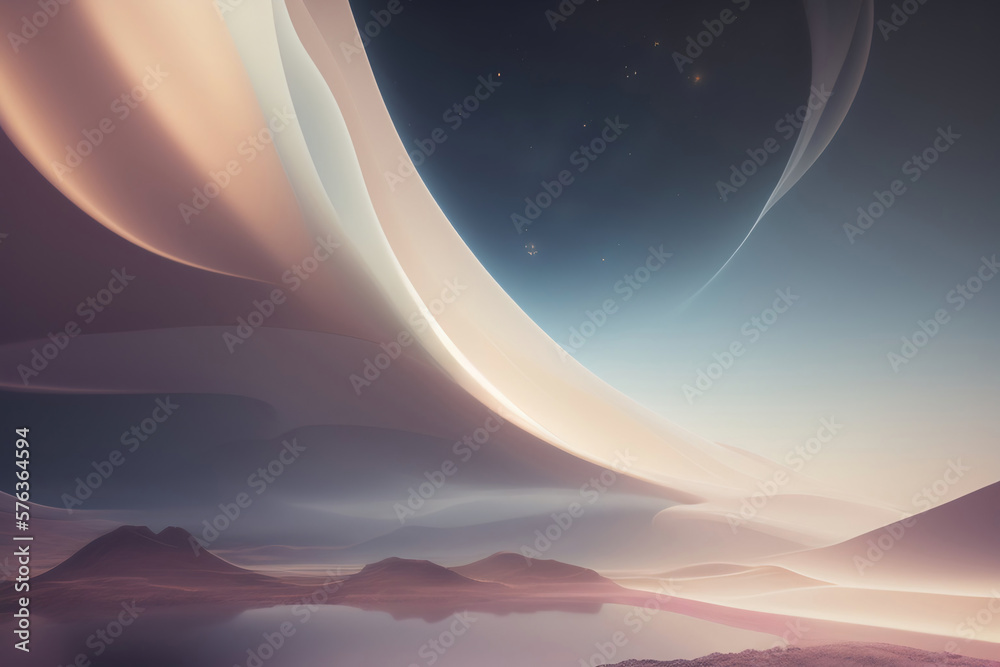 Wall mural generative ai: abstract background with wave and bright colors