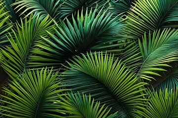 Lush colorful tropical leaves, dark background. Generative AI