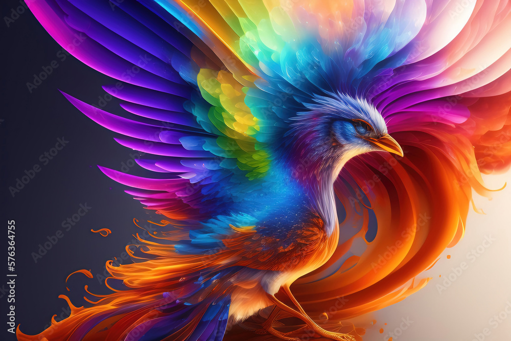 Wall mural generative ai: abstract background with wave and bright colors