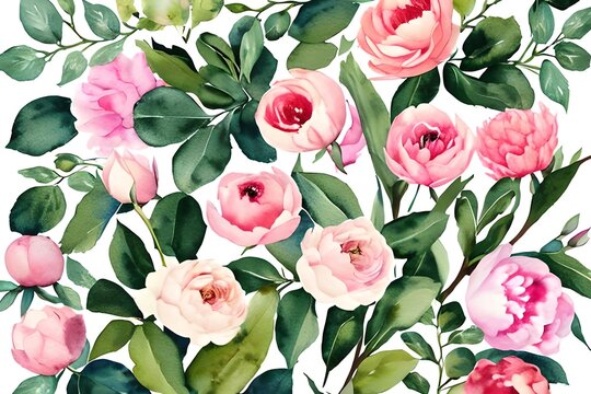 Watercolor floral illustration. Generative AI