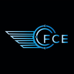 FCE logo, letter logo. FCE blue image on black background. FCE technology Monogram logo design for entrepreneur best business icon.
