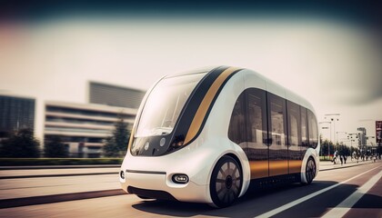 Plakat futuristic hi-tech car with blur speed motion light trail, Generative AiKeywords language: Englis