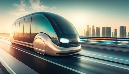 Obraz na płótnie Canvas futuristic hi-tech car with blur speed motion light trail, Generative AiKeywords language: Englis