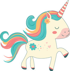 Cute little coloful baby unicorn
