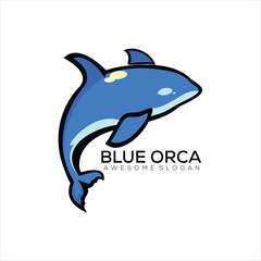 blue orca logo design mascot