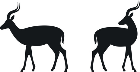 Antelope silhouette. Isolated antelope on white background