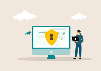 Cyber security software abstract concept vector illustration. Information security software, antivirus solution, cybersecurity program, network safety, corporate data protection abstract metaphor.