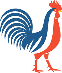 French rooster logo. Isolated rooster on white background