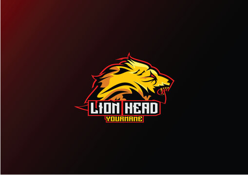 lion head logo design gaming esport