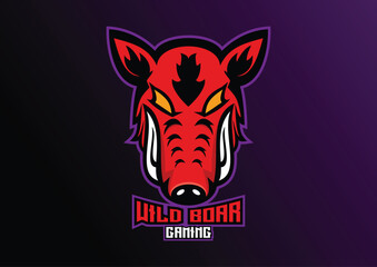 wild boar head logo gaming esport design