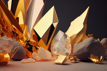 A close up of a pile of orange diamonds. Generative ai