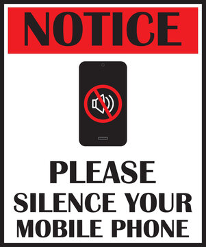 Please silence your mobile phone label or sign Vector Image