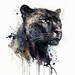 Watercolor panther generative AI