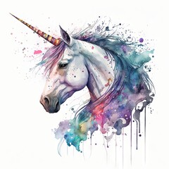 Watercolor unicorn generative AI