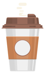 Disposable coffee cup. Plastic takeaway drink container