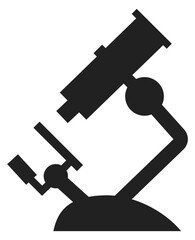 Microscope black icon. Scientific research. Biology symbol