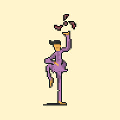 pixel art character magician use purple costume and have magic power on hand,good for your project and game.
