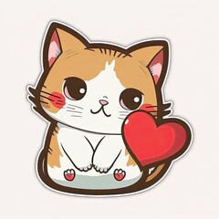 Cute Orange Kitten With Red Heart Generative AI