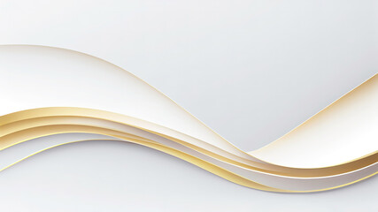 Abstract white and gold wavy background with copy space.