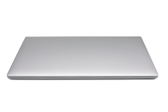 Silver colored notebook computer on transparent background png file. - Powered by Adobe