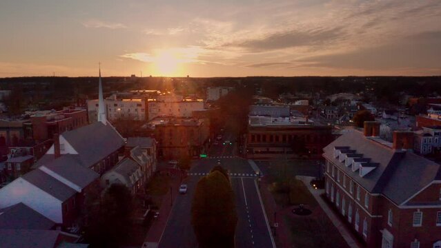 Sunset over main street in Dover, Delaware