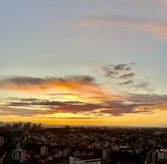 beautiful dawn, new day in the city, sun,sky, clods 