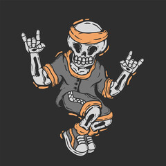 party costume dancing skull vector design.design for cool t-shirts