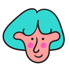 portrait of a girl in flat style. vector drawing of a woman.isolated head of a woman. 