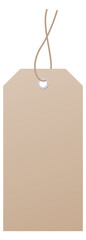 Brown tag template. Blank cardboard label on string