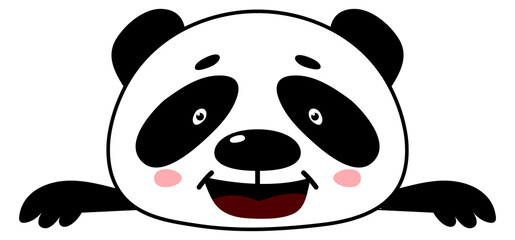 Funny baby panda. Cute asian bear character