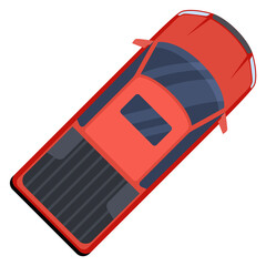 Red pickup truck top view. Cargo transport icon © LadadikArt