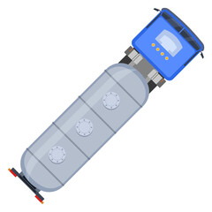 Tank trailer top view. Cargo transport icon