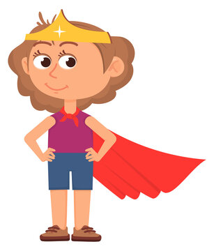 Girl in superhero costume. Superpower kid. Wonder child