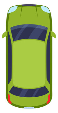 Green Sedan Icon. City Car Top View