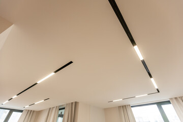 LED strip light and illumination. Also called ribbon light or LED tape to suspended on ceiling in...