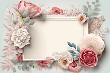Obraz na płótnie Canvas Wildflower rose flower floral frame red rose,hulthemia, rosa. Aquarelle wild flower for background, texture, wrapper pattern, frame or border.generative ai