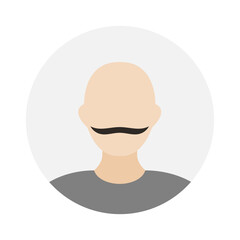 Empty face icon avatar with mustache. Vector illustration.