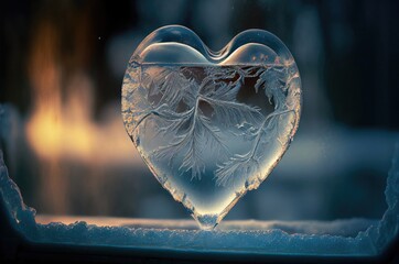 Clear Ice Heart Background Generative AI